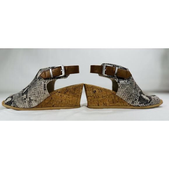 Dolce Vita dv8 Sandals Sz-7 Gray Snake Print Cork Wedge Strap Buckle Trendy - Picture 10 of 16